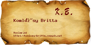 Komlósy Britta névjegykártya
